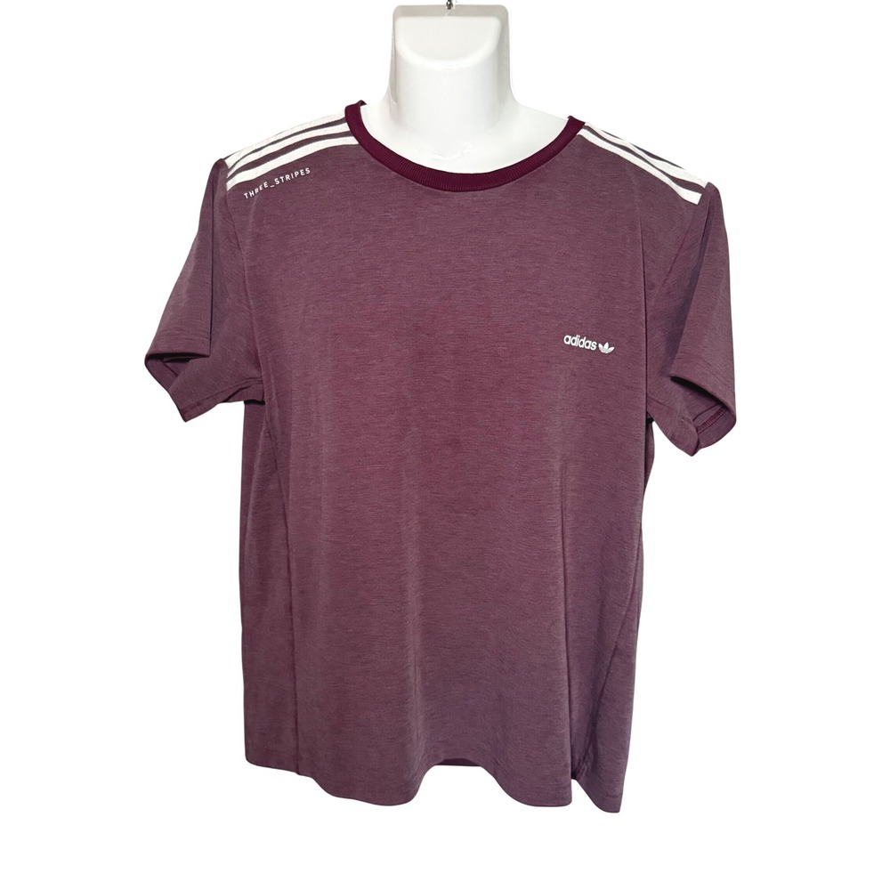 Adidas Originals T-Shirt Mens M Maroon Three Stripes Trefoil Logo Streetwear